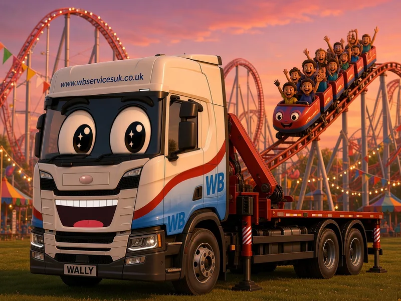 Wally smiling as happy riders whoosh round the roller coaster